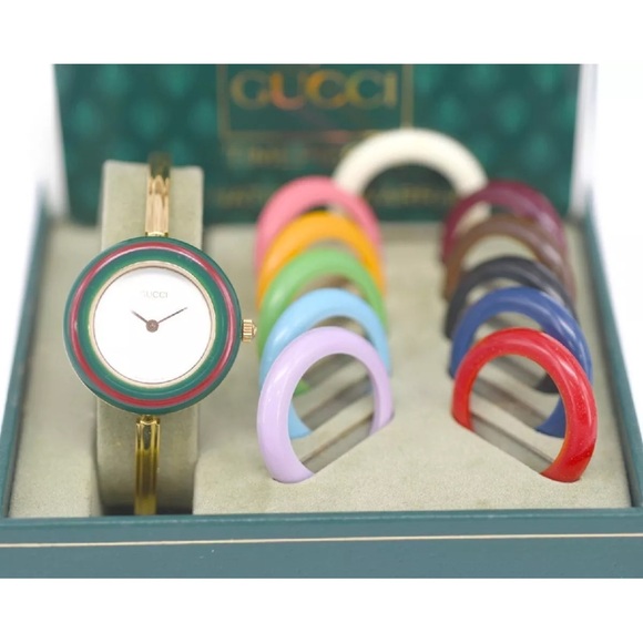 Gorgeous RARE Gucci Luxury 14k Gold Plates VINTAGE Watch Bracelet main image 5